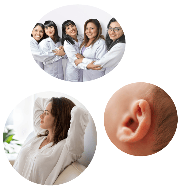 tres-escenarios-mujer-recostada-feliz-cinco-mujeres-abrazadas-equipo-y-la-oreja-de-un-bebe-ap-